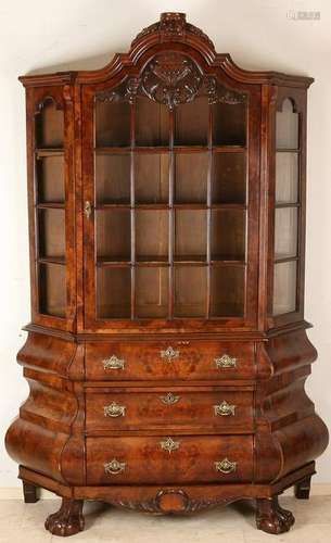 19th Century Dutch Baroque walnut cabinet. One-door,