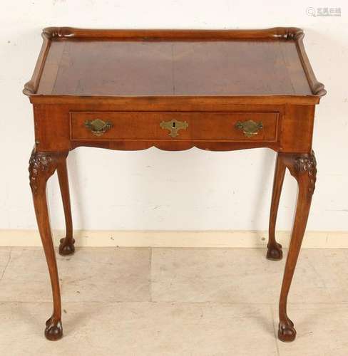 19th Century Dutch mahogany tea table with drawer,