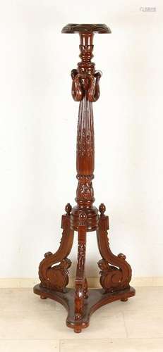 Carved mahogany pedestal in 18th century style.