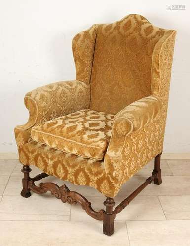 Antique 19th century mahogany wing chair with good