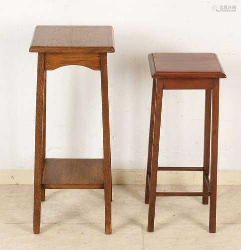 Two oak pedestals. First half 20th century. Size: 56-64