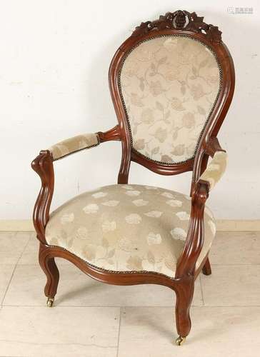 19th Century mahogany Voltaire with vineyards. Circa