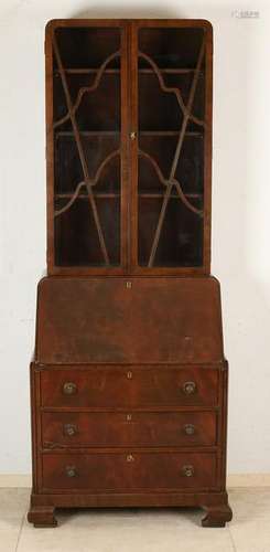 English mahogany Art Deco desk with glass-rebellion.