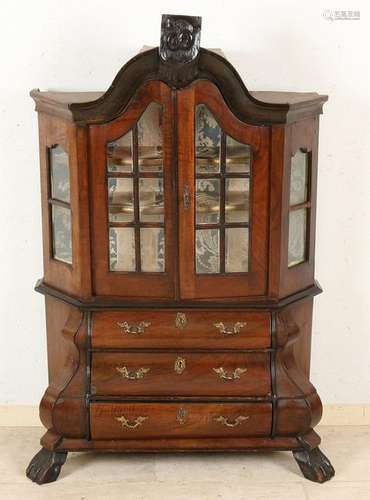 19th Century Dutch Baroque miniature china cabinet with