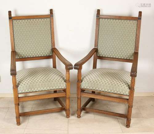 Two 19th century Dutch Neo Renaissance oak chairs with