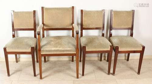 Four antique mahogany chairs. One armchair. Monogram