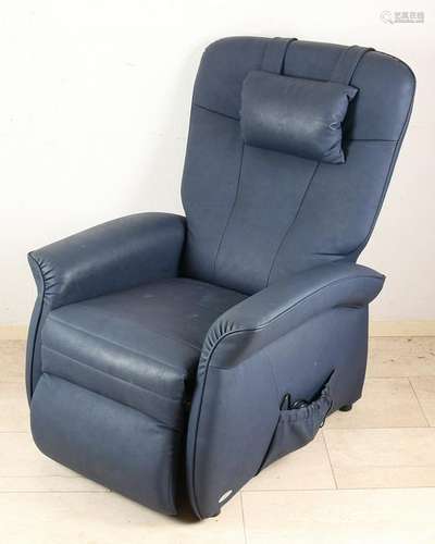 Modern electric blue leather lounge chair massage.