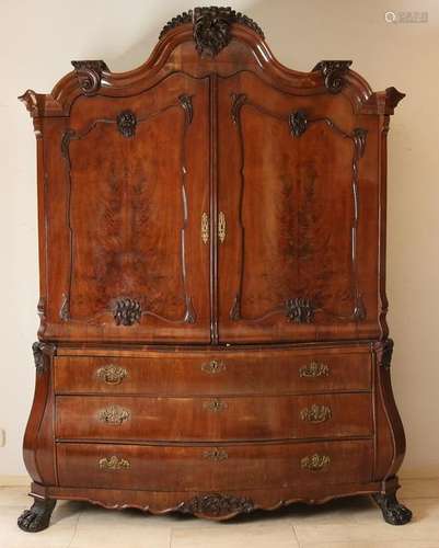 18th Century Dutch mahogany cabinet with convex