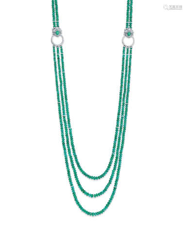 祖母绿配钻石长项链（祖母绿共重约397.88克拉）