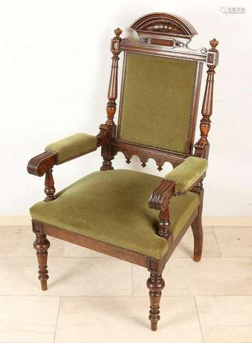 19th Century German Gründerzeit oak armchair. Circa