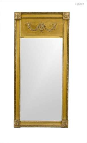 Gold colored mirror in Empire style. Approximately