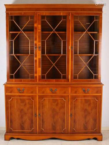 English walnut bookcase. Style furniture. Second half