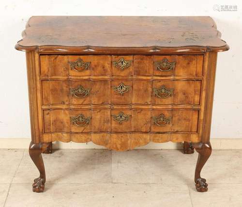 Carrot walnut organ curved dresser with brass fittings