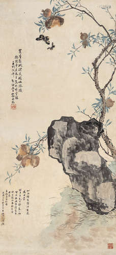 容祖椿（1872～1942） 多子多福 镜框 设色纸本