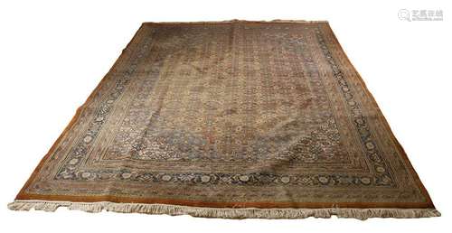 Very large old Persian carpet in pastel shades. Floral