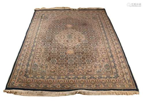 Old Persian rug. Blue / pink / gray. Size: 240 x 168