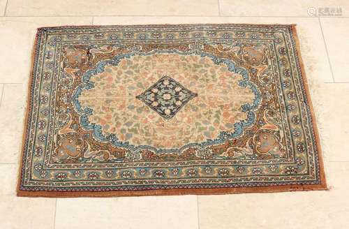 Very fine hand knotted Persian carpet. Light in color