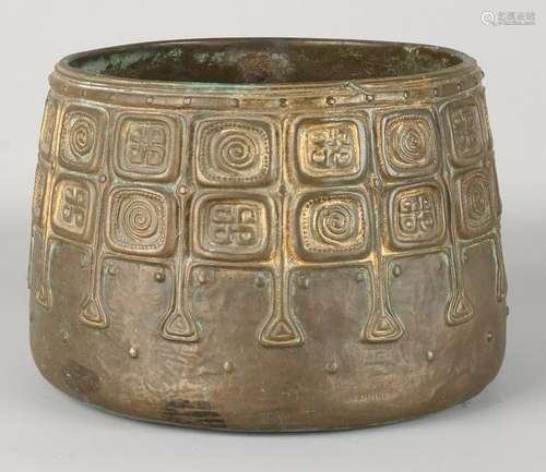 Bronze partially plated flower pot by Gustav Gurschner.