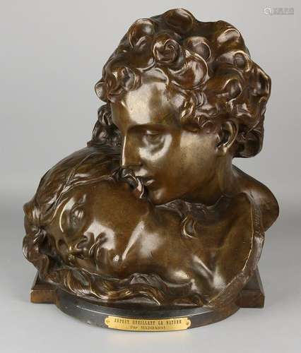 Large antique French bronze sculpture. Signed. Title: