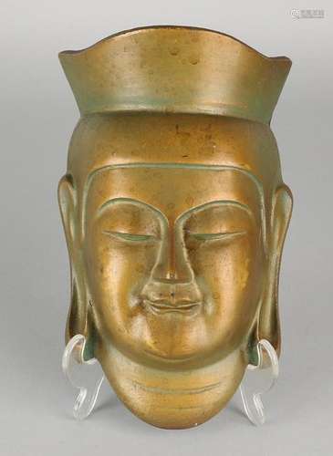 Signed Chinese bronze mask. First half 20th century.