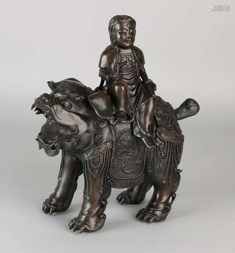 Chinese bronze figure. Buddha Foo dog. Second half 20th