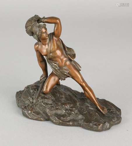 Antique bronze figure. 19th century. With Roman short