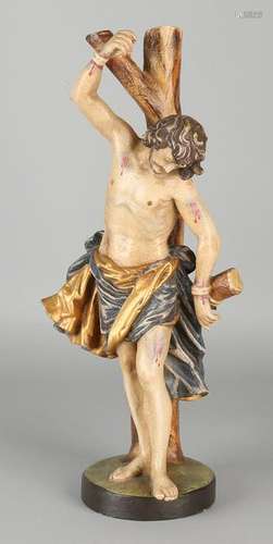 Italian wood stabbed Christ figure with polychrome and