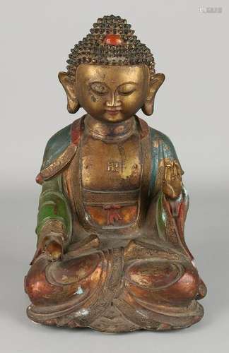 Ancient Chinese bronze Buddha with seal mark and