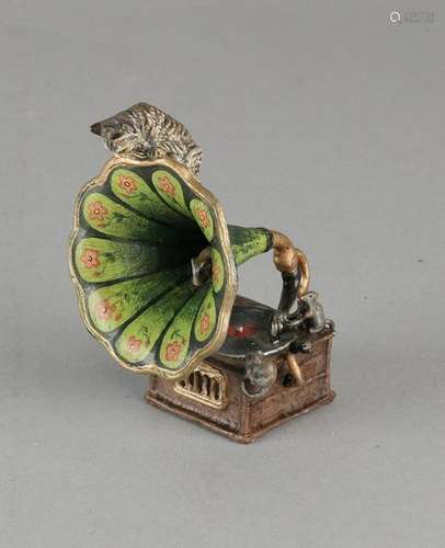 Viennese bronze figure monogrammed F. B. Gramophone