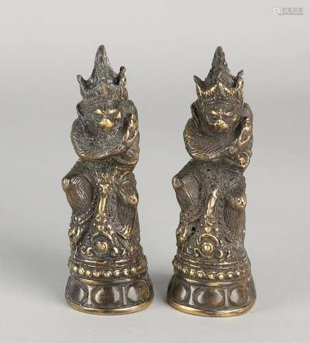 Two old / antique brass Indian figures. Hindu deities.