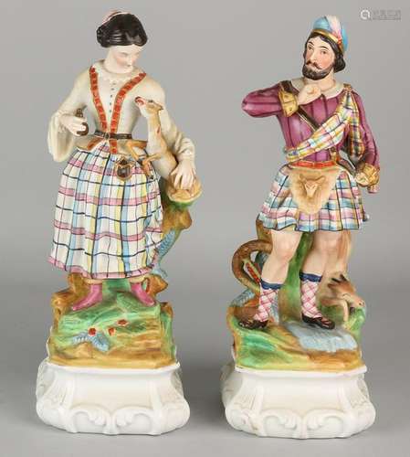 Two 19th century English bisquit porcelain figures. One