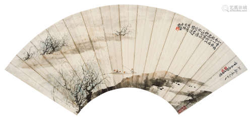 郑午昌（1894～1952） 1932年作 泛舟 镜框 设色纸本