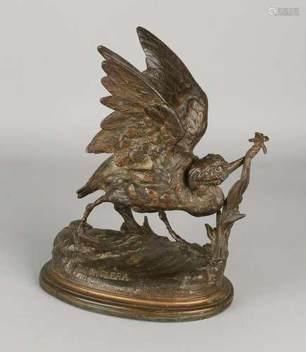 Antique Composition metal FIG. Snip with dragonfly.