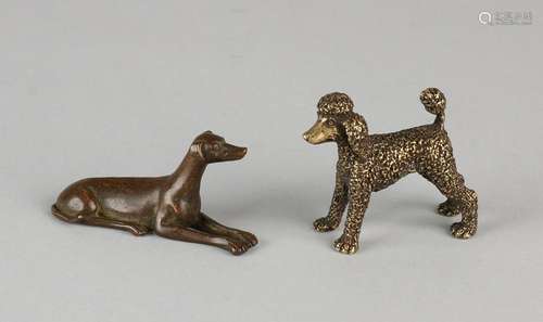 Two small old / antique bronzes. 20th century. Poodle +