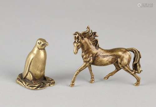 Two small old / antique bronzes. 20th century. Penguin