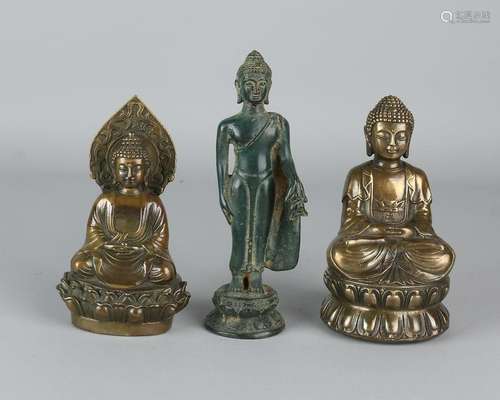 Three old / antique bronze Buddha figures. China and