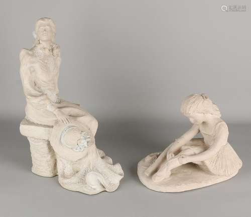 Two terracotta figures. To Rodin. 20th century. Size: