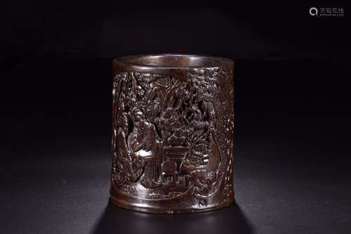 Qing dynasty chenxiang wood er qiao pen holder