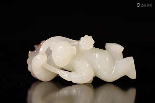 Qing dynasty hetian jade tongzi & lotus