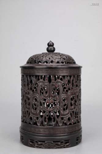 Late Qing dynasty xiaoye zitan wood dragon censer
