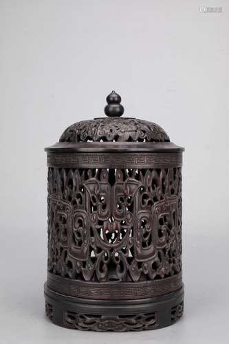 Late Qing dynasty xiaoye zitan wood dragon censer