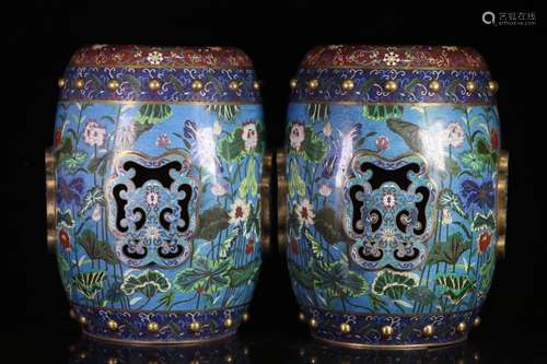 Qing dynasty cloisnne garden stool  for 2