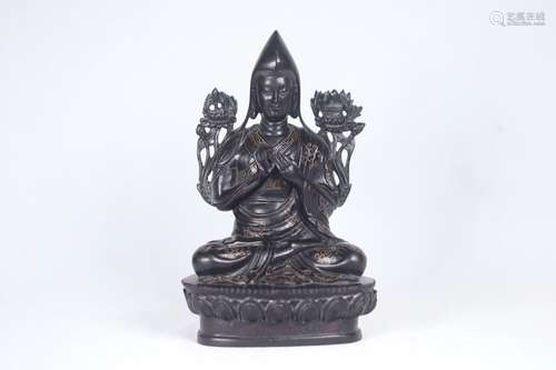 Old zitan wood tsongkhapa buddha