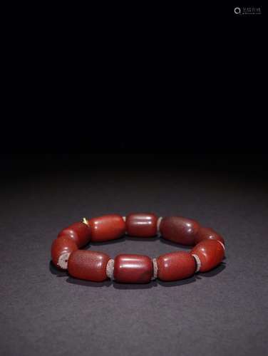 old amber barrel beads bracelet