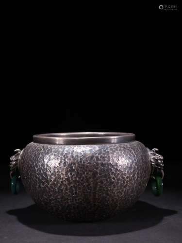 Qing dynasty sliver beast face censer