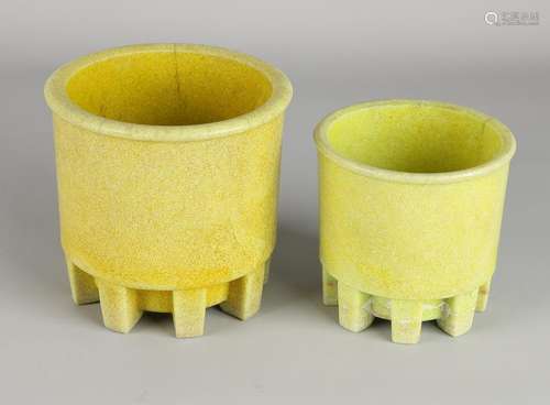 Two large yellow / green cactus Copier Leerdam glass