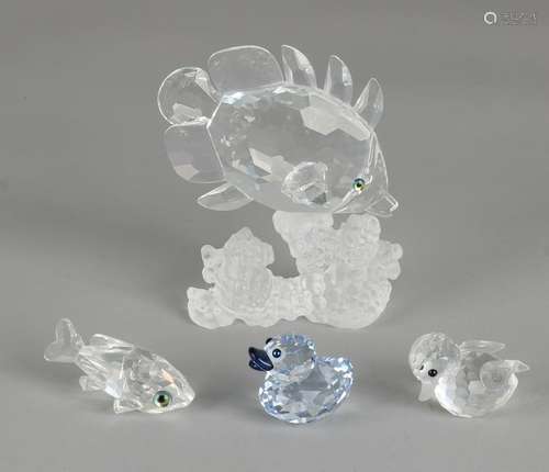 Lot with 4 parts of crystal Swarovski: 1x Butterflyfish