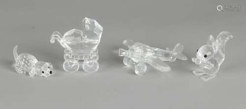 Lot with 4 parts of crystal Swarovski: 1x Plane