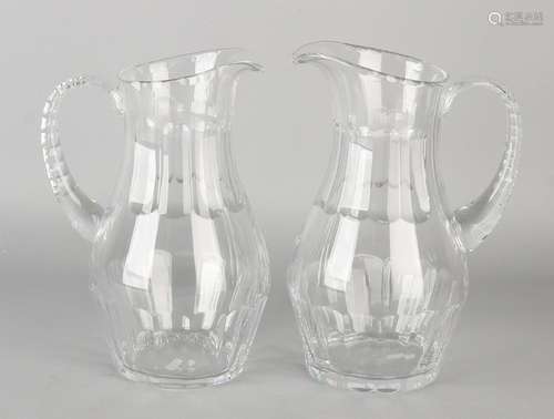 Two cut crystal glasses of wine decanters. 21st