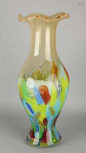 Great art glass vase. Glass fusing. 21st century. Size: